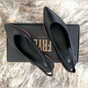 Pointy toe, sling back flat. New with box.
